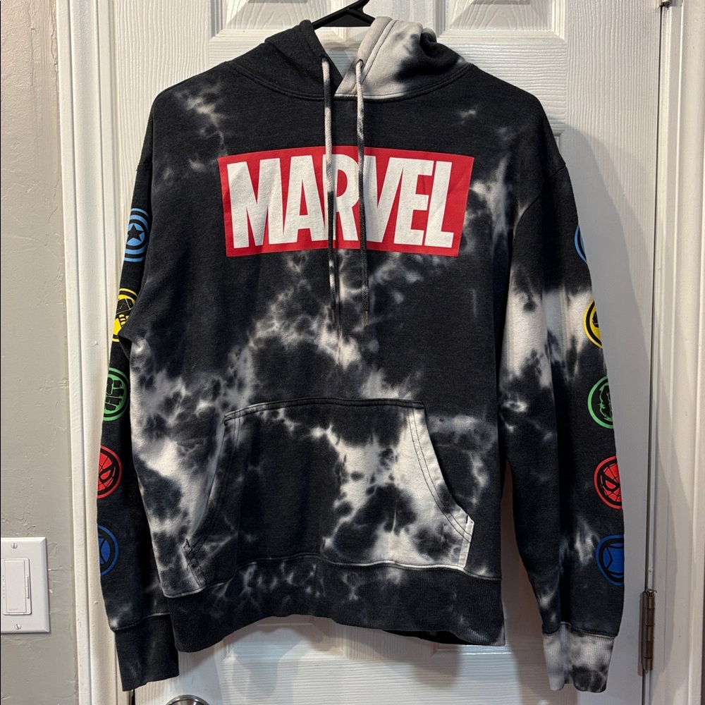 Marvel Black and White Tie-Dye Hoodie